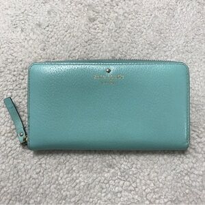 Kate Spade Leather Wallet Zip Around Light Blue Neda Grand Street Robinsegg